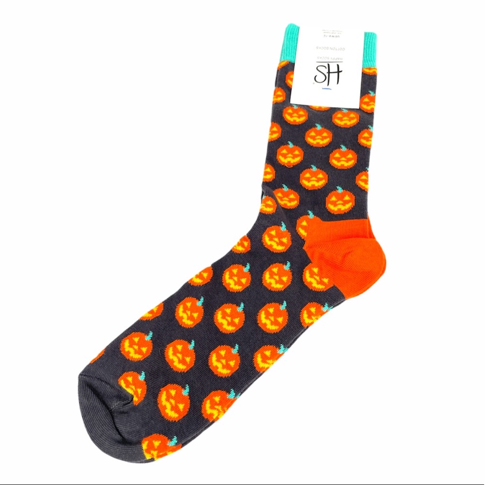 Happy Socks Pumpkin Socks, Gray, Orange